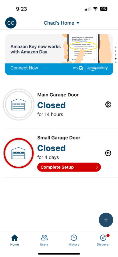 MyQ Garage Door App device list