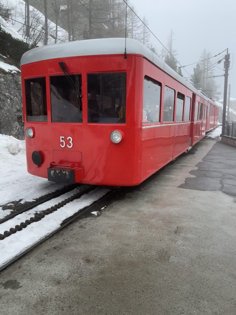 The cogwheel train that takes passengers from Chamonix, France to Montenvers Mer de Glace. 